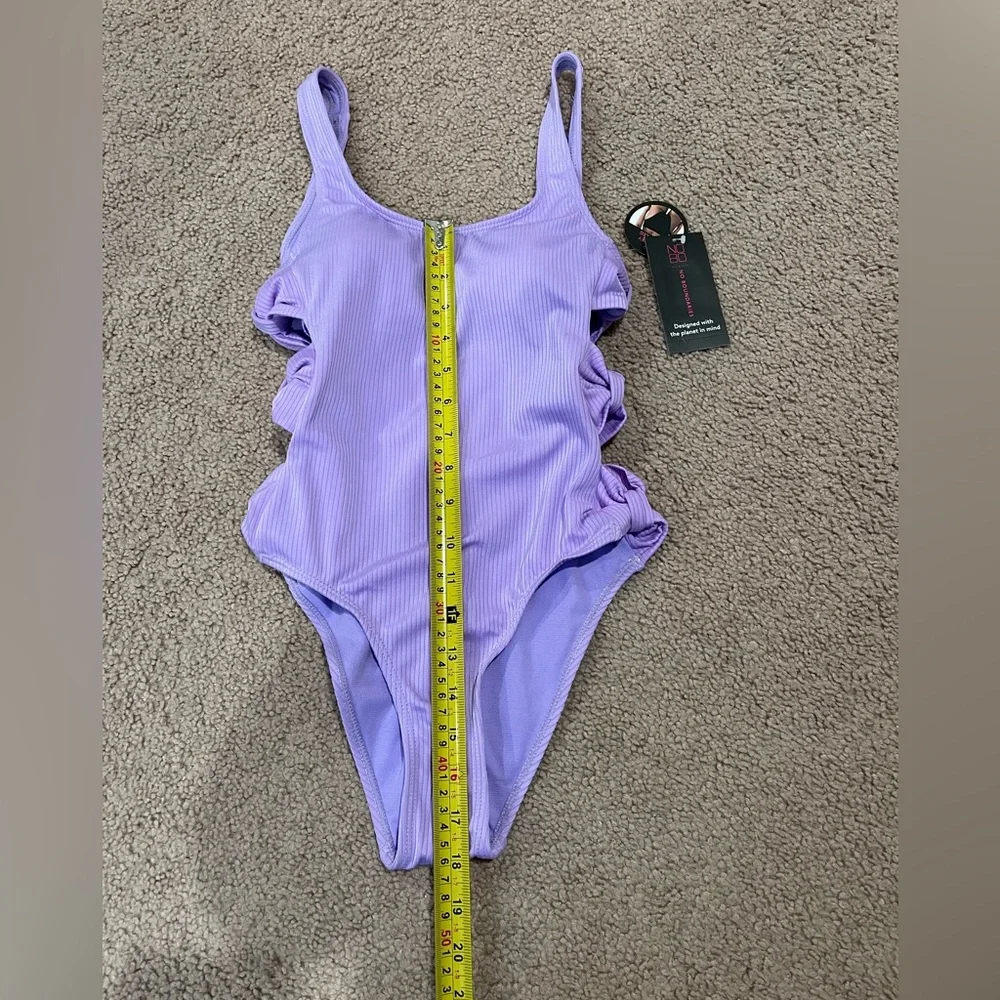 NO BOUNDARIES Junior Ribbed Knit Open Side Cut One Piece Swimsuit